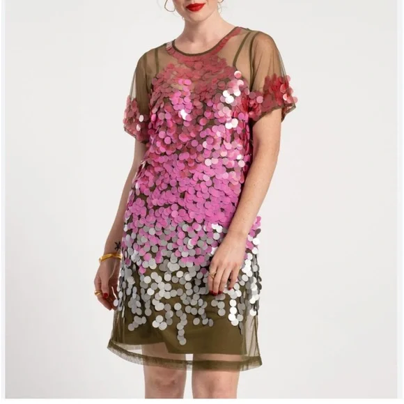 France’s Valentine Rodin meshed sequins dress, size L, new - Picture 1 of 7